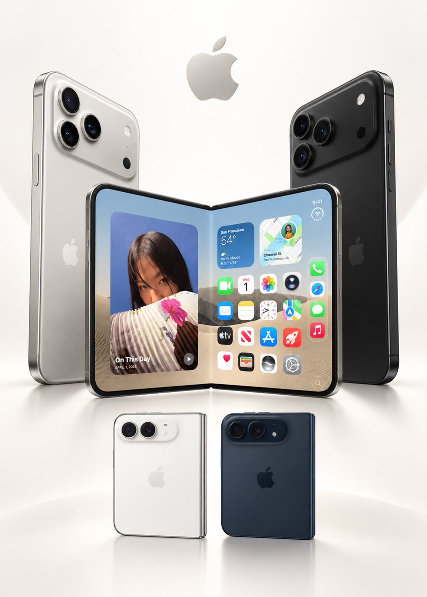 weirdoddieo's tweet photo. @Apple's foldable era has officially started. 📱

The iPhone Duo is finally here — and at $1,999, Apple is testing just how much people are willing to pay for something genuinely new.

Will the iPhone Duo sell out within 24 hours of pre-orders opening?
#iPhone #Duo #predictionmarkets