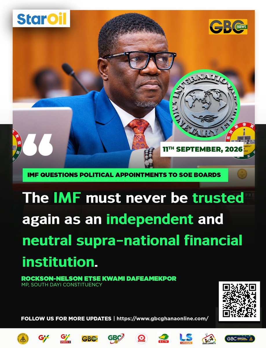 gbcnews_'s tweet photo. The IMF must never be trusted again as an independent and neutral supra-national financial institution.
-Rockson-Nelson Etse Kwami Dafeamekpor,MP for South Dayi constituency.
#gbcnews
#IMF
#SEOs https://t.co/GHNwSIdkuD