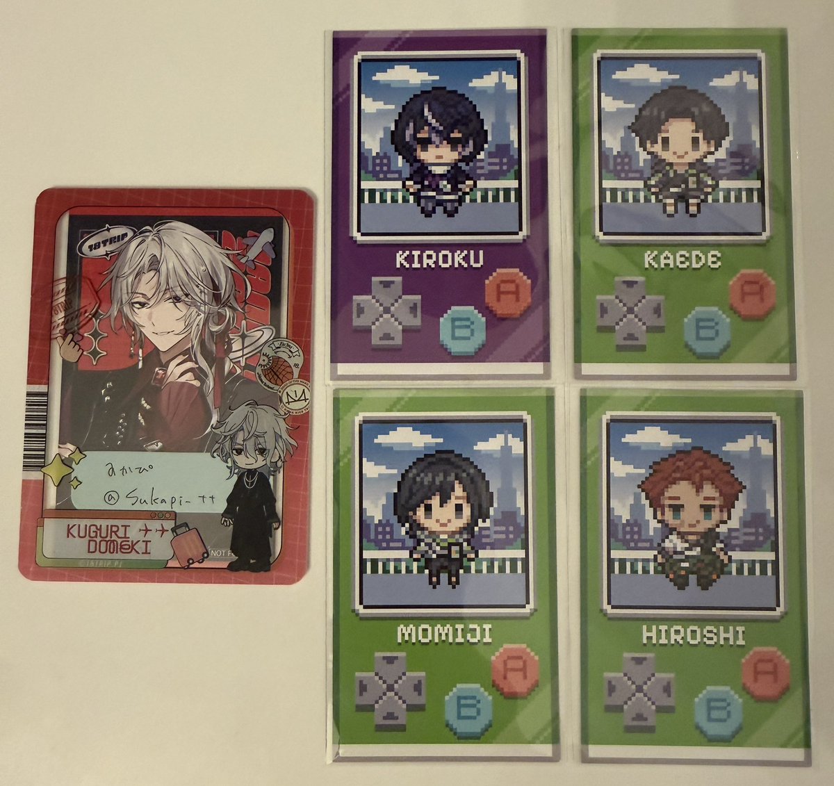 Sukapi_tt's tweet photo. 【交換】18TRIP エイトリ 特典 クリアシート 名刺 

譲：画像(練牙・季肋・七基・潮・幾成・千弥・凪・琉衣・夜鷹・楓・椛・ダニエル・朔次郎・八千代)

求:同異種 潜 添(友人分) > 可不可(友人分)

郵送のみ
検索からも気軽にお声掛けください

↓その他ツリーに続く https://t.co/9OBMRVCvSC