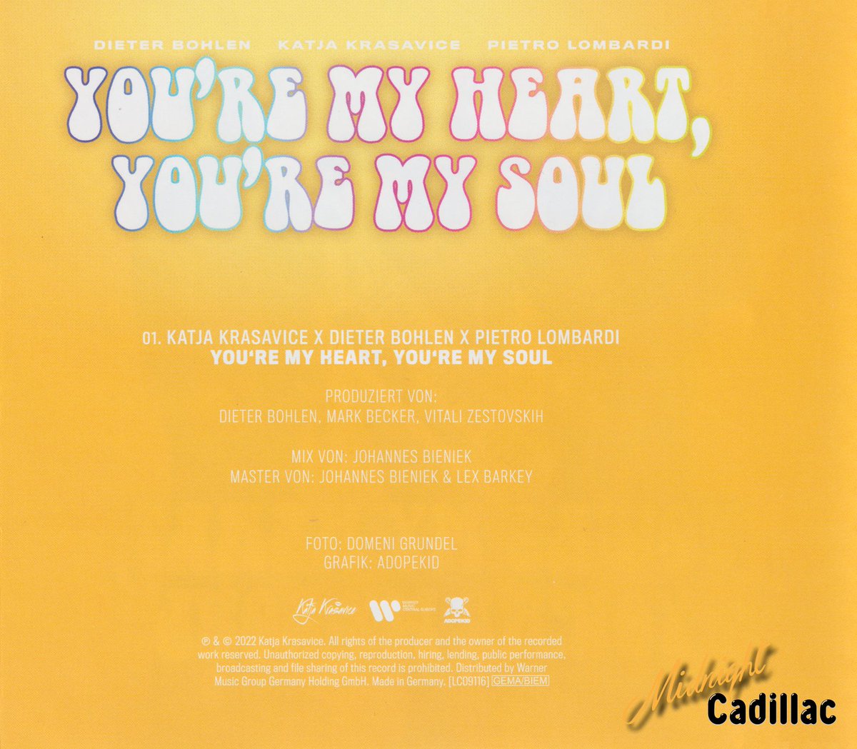mid_cadillac's tweet photo. Midnight Cadillac - Record Collection #1499
KATJA KRASAVICE & DIETER BOHLEN & PIETRO LOMBARDI You’re My Heart, You’re My Soul
Single-CD • Germany • 5054197155451 • 2022 • Katja Krasavice • Warner Music
#midnightcadillac #dieterbohlen #moderntalking #youremyheart #dsds https://t.co/hx7YDnobtv