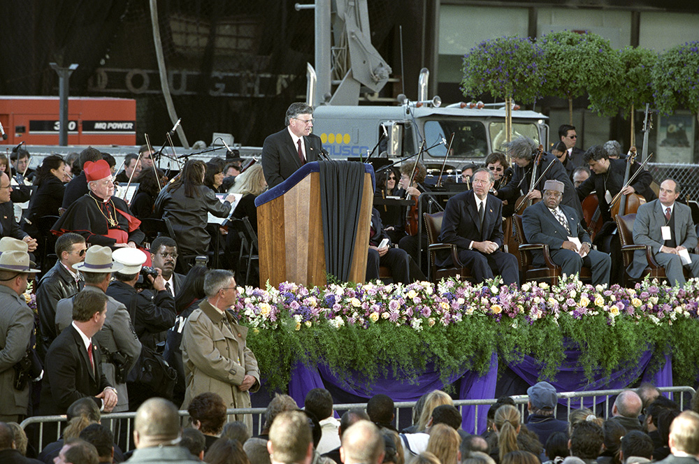 Franklin_Graham's tweet photo. 25 years ago at 8:46 a.m., the first plane hit the North Tower of the World Trade Center. The second plane struck the South Tower 17 minutes later at 9:03 a.m. Nearly 3,000 people were killed that day in New York City, at the Pentagon, and on the four planes that were hijacked—fathers, mothers, children, grandparents, first responders, members of law enforcement and the military. Our nation and this world have never been the same.
 
I was at Ground Zero in the aftermath, and it’s impossible to describe the tremendous amount of pain that I witnessed. President George W. Bush declared a National Day of Prayer and Remembrance and asked my father @BillyGraham to address the country from the National Cathedral. During that service, my father said, "We’ve always needed God from the very beginning of this nation. But today we need Him especially. We’re involved in a new kind of warfare. And we need the help of the Spirit of God." Just as America needed the help of God then, we still need His help today. My prayer for our nation is that we will continue to turn to the God of Heaven who has brought us to this day and sustained us every step of the way. #NeverForget