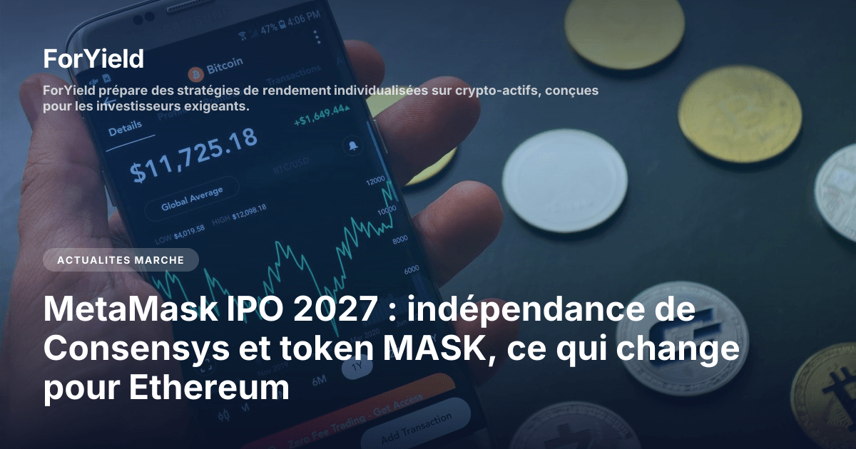 foryieldhq's tweet photo. MetaMask se sépare de Consensys et prépare son IPO 2027. 350M d'utilisateurs, 71% des revenus du groupe : la logique économique du spin-off décryptée. Et non, le token MASK n'a rien à voir avec MetaMask. #Ethereum

Article complet → lien en bio https://t.co/Hde4bDeXIJ