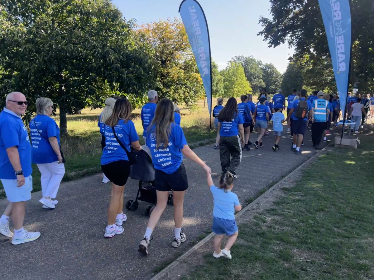 People taking part in a Sarcoma UK fundraising walk.