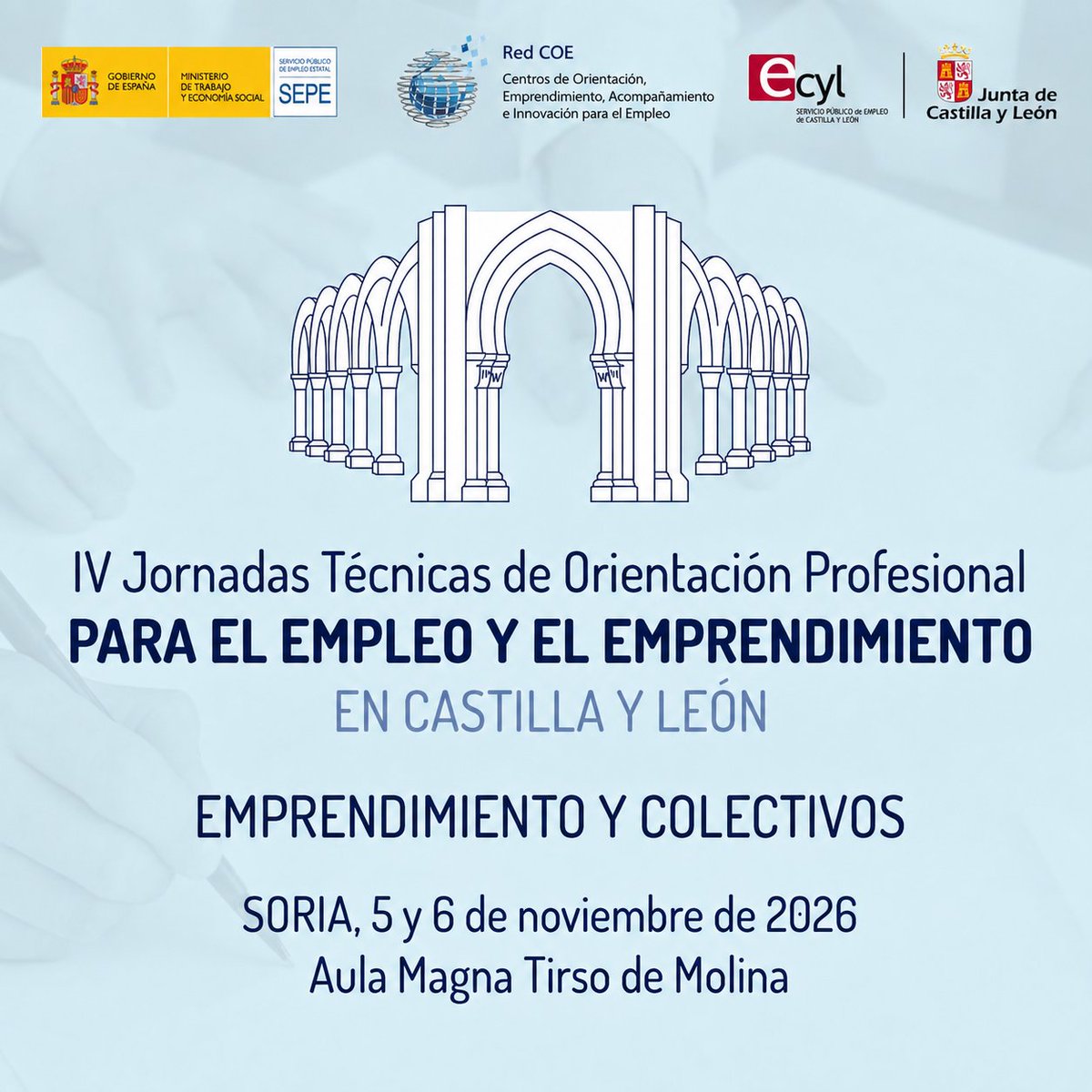 empleojcyl's tweet photo. 📢 COECyL organiza IV Jornadas Técnicas de Orientación Profesional para el Empleo y el Emprendimiento en #Soria
🏠 Aula Magna. Tirso de Molina
📆 5 y 6 de noviembre
💻 https://t.co/q0z4esbrpG
#noticiasEcyl # #COECyL #orientación #emprendimiento #empleo #Ecyl https://t.co/Q2MM5BRQqW