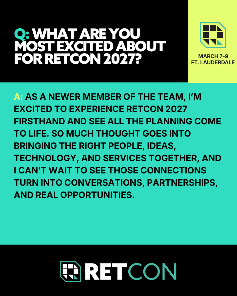 Retcon_USA's tweet photo. It’s time to meet the RETCON team! 👋

Meet Aly Levy, our new Director of Sponsorships! Aly is helping our sponsors make the most of RETCON and build meaningful connections.

Get to know Aly 👇

Join us March 7–9 in Ft. Lauderdale: https://t.co/aJxHlyHMli https://t.co/7YCq0CZi1a