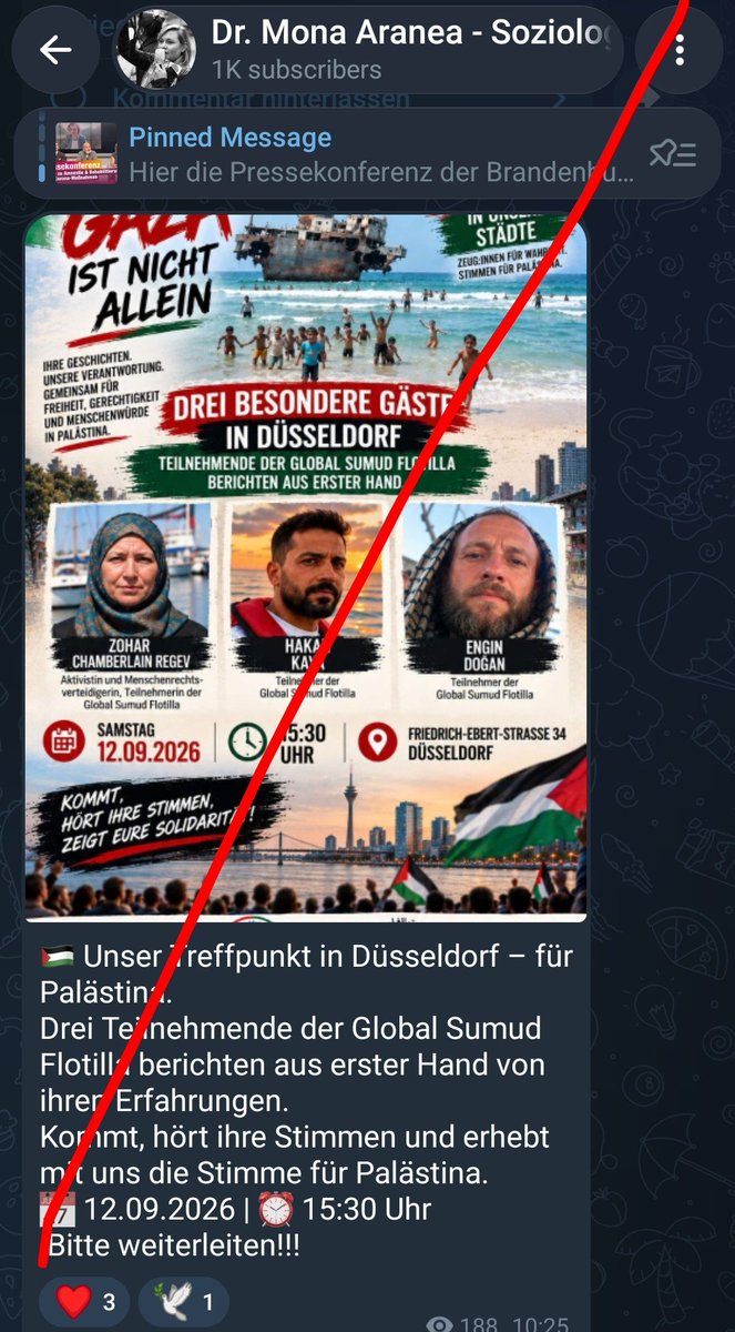 KoeAntifa161's tweet photo. Angeführt wird das rechtsextreme #FriedensbündnisNRW von der Antisemitin und Queer-/Transfeindin #MonaAranea.
Correctiv ordnet die BSW Politikerin dem afd-Vorfeld zu.
MonaAranea ist eng verbunden mit WaelJaber & regelmäßige Rednerin/Moderatorin bei den BDS Versammlungen. https://t.co/TbexGxGMR3