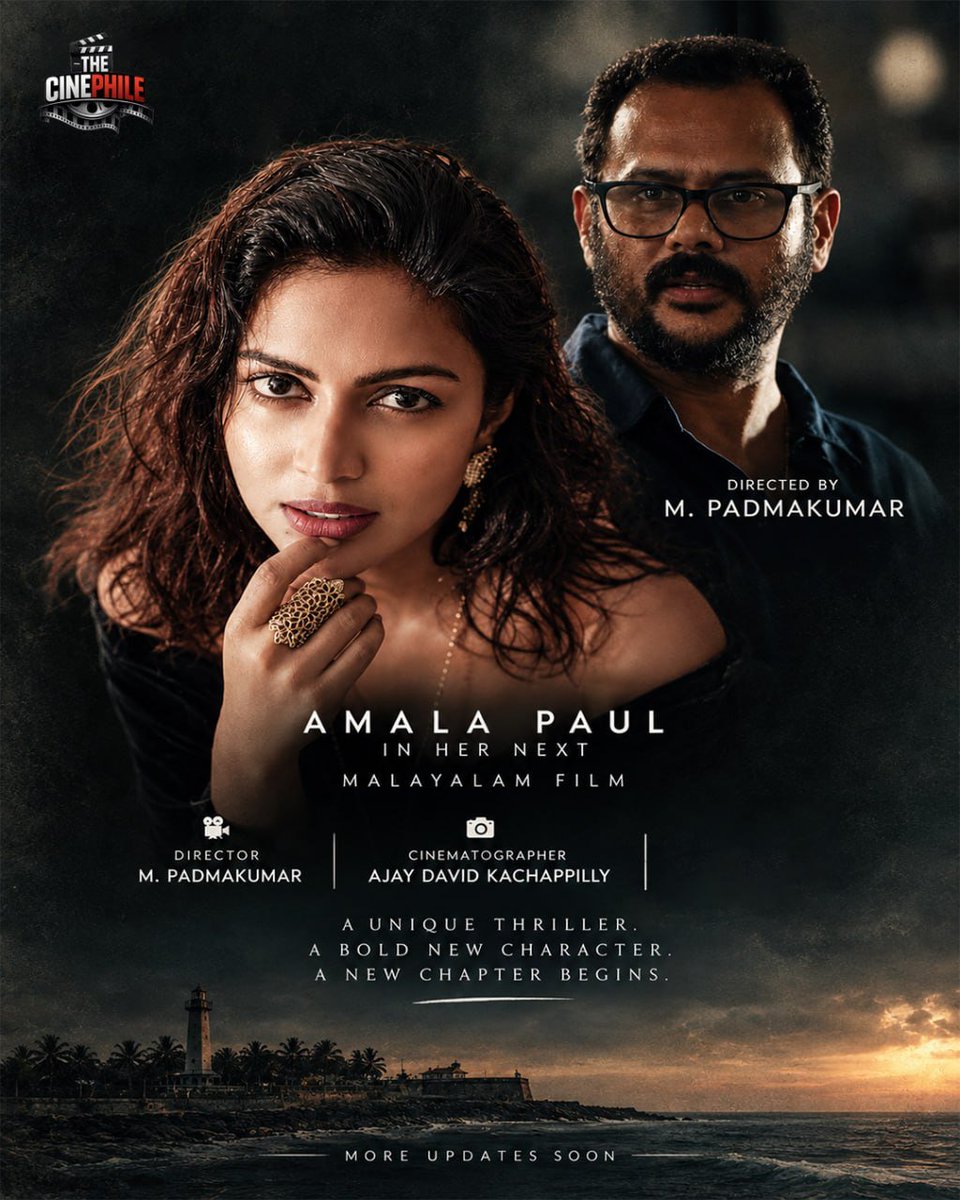 Tony75714489's tweet photo. Amala Paul returns to Malayalam cinema with a new woman-centric thriller. 

Directed by M. Padmakumar

A bold character.
A haunting story.

@amalapaul
@padmakumarmanghat
@obscura_entertainment

#AmalaPaul #MalayalamCinema #obscura entertainment 
#MPadmakumar #HorrorThriller https://t.co/RcxDcENWWY