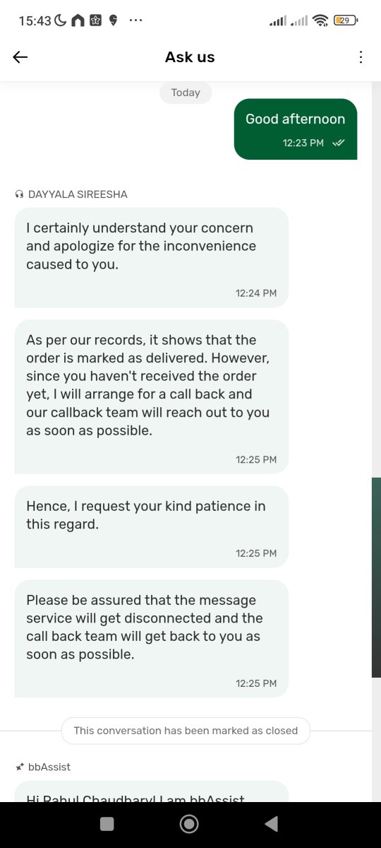 rahulchaai's tweet photo. Dear @bigbasket_com, today I just made an order for instant delivery, status in the APP updated as delivered despite the fact that item was not dekivered at all. Also filed a complaint at 12:00 PM only through APP only but no resolution till now. https://t.co/ehQYRl51HD