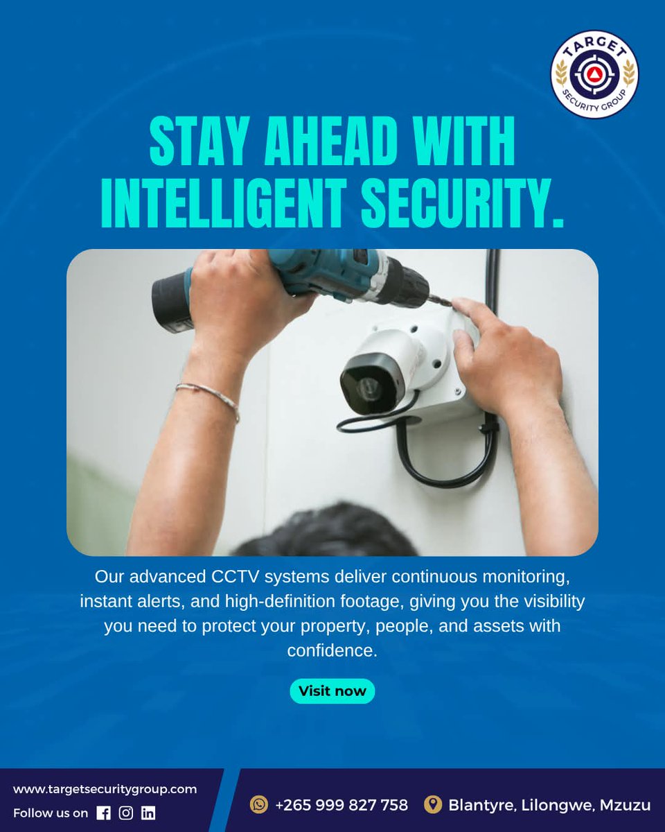 tsgmal_'s tweet photo. Smarter Surveillance. Stronger Protection.

With intelligent #CCTV technology working around the clock, you can monitor activity, receive real-time alerts, and capture clear footage when it matters most.
.
🌐Visit:https://t.co/KAIM5rzIbV
 📲WhatsApp: +265 999 827 758

#malawi https://t.co/1zkIJaXSyD