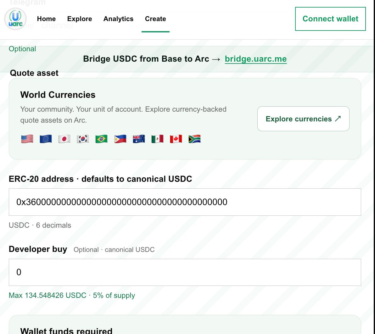 uarcdotfun's tweet photo. uarc: Connecting the World of Everything · Part 1

The first launch platform supporting multiple sovereign currencies as liquidity pool bases.
Tokyo plans in Yen, Paris budgets in Euros, Seoul moves in Won.
Technology connected the world—so why were onchain communities forced to speak only one currency?

Today, uarc officially introduces the World Currencies portal.
Powered by Arc’s stablecoin-native infrastructure, uarc allows diverse sovereign fiat currencies to serve directly as liquidity pool bases (Q), opening native Uniswap V3 markets.
Sovereign currency directions available to explore:
• 🇺🇸 USD (USDC) · 🇪🇺 EUR (EURC, EURAU) · 🇯🇵 JPY (JPYC)
• 🇰🇷 KRW (KRW1) · 🇧🇷 BRL (BRLA) · 🇵🇭 PHP (PHPC)
• 🇦🇺 AUD (AUDF) · 🇲🇽 MXN (MXNB) · 🇨🇦 CAD (QCAD) · 🇿🇦 ZAR (ZARU)

We are not trying to squeeze the world into a single currency, but connecting diverse currencies into one open world.
Keep your culture and native pricing habits—while connecting to global liquidity.
5:20