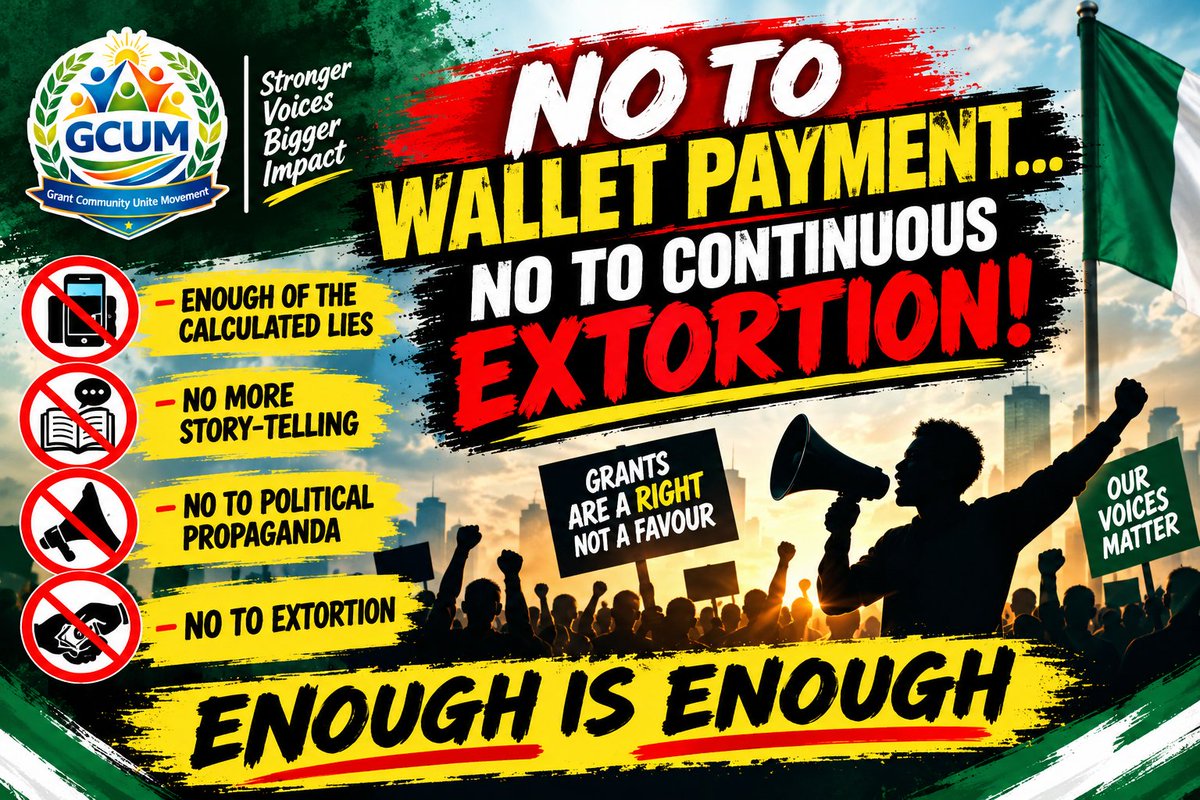 GrantCommuUnite's tweet photo. UNTOLD SECRETS IN NIGERIA'S GRANT ECOSYSTEM — PART 2

More questions. More contradictions. More reasons for the Grant Community to demand answers.

During the 9 p.m. meeting, Emmanuel Simon reportedly stated that Super Coordinators would disburse grants to NGOs and CEOs, and that Coordinators should collect ₦500 from each NGO to create the wallet.
If there were 5,000 NGOs, that would amount to ₦2.5 million.

So the question is simple:

What exactly is this money for—and where is the accountability?

What happened to the subscription money already paid by Super Coordinators to secure their positions?

What happened to the previous payments made by NGOs?

Are beneficiaries being asked to pay again for a system that was supposedly already funded?

These are not small questions.

There was also a claim that Emmanuel Simon is a “key” connection to the #CentralBankofNigeria concerning where the funds are, while at the same time saying that a disbursement date had already been given but could not be disclosed.

Why?

If a date has been officially communicated to you for the release of subscribers' funds, why can't the Grant Community be told the date?

The more information that remains hidden, the more suspicion grows.

We are not asking for another story.
We are asking for evidence, records and accountability.
If these allegations are false, let the relevant records prove otherwise.

If funds are available, disburse them!

If there are legitimate reasons for the delay, tell the people the truth!

ENOUGH IS ENOUGH.

No more manipulation.
No more unexplained payments.
No more exploitation of people's desperation.

PAY LEGITIMATE OUTSTANDING GRANTS.
LET THE RECORDS SPEAK.
#UntoldSecrets #GrantEcosystem #GrantAccountability #GrantTransparency #WhereAreOurGrants #EndExtortion #NoToExploitation #BeneficiaryRights #DueProcess #JusticeForTheMasses #Nigeria #GCUM #AlutaContinua