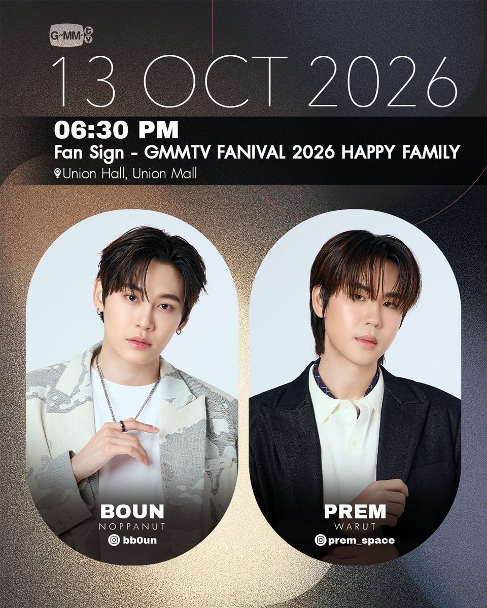 bb0un_official's tweet photo. 🗓️[11.09.2026] IG : gmmtv

[Update] Artist Events

#GMMTV

📍 https://t.co/vCYulHGVzU

#bb0un #BounPrem
#PAODY https://t.co/ns8yGSZmCM