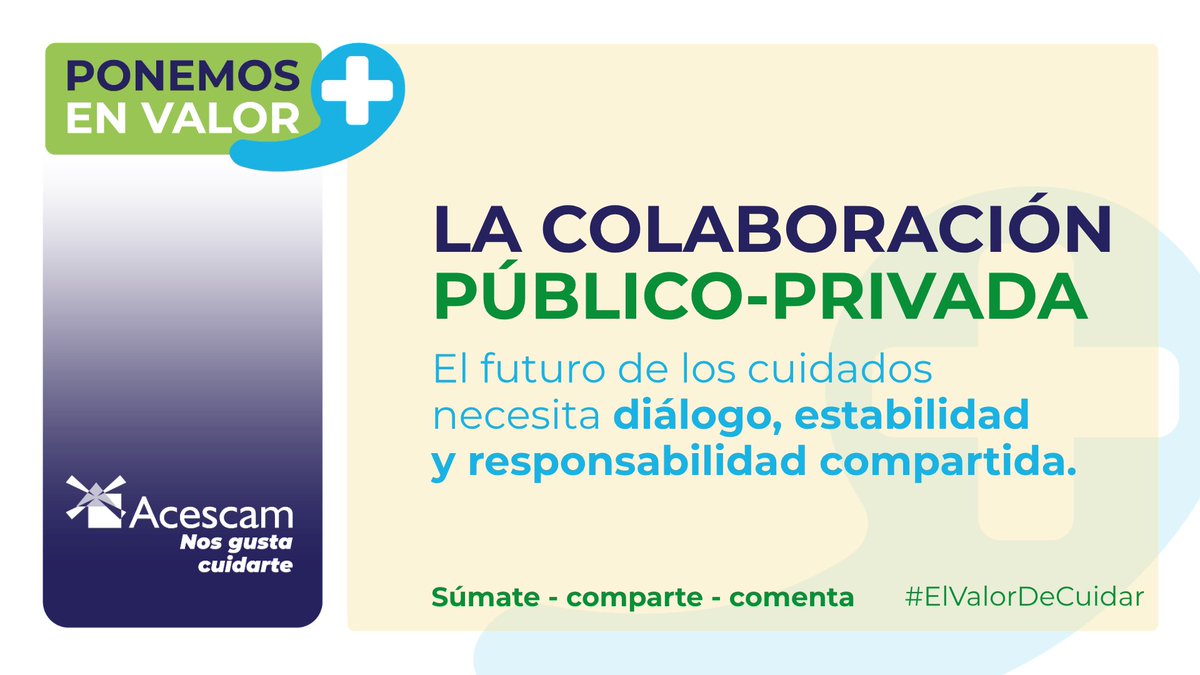 acescam_clm's tweet photo. Ponemos en valor la colaboración público-privada. 🤝
El futuro de los cuidados necesita diálogo, estabilidad y responsabilidad compartida. Sumar esfuerzos es clave para avanzar hacia una atención de calidad y sostenible. 💚
#ElValorDeCuidar #ACESACAM https://t.co/c5Y31Yk3j8