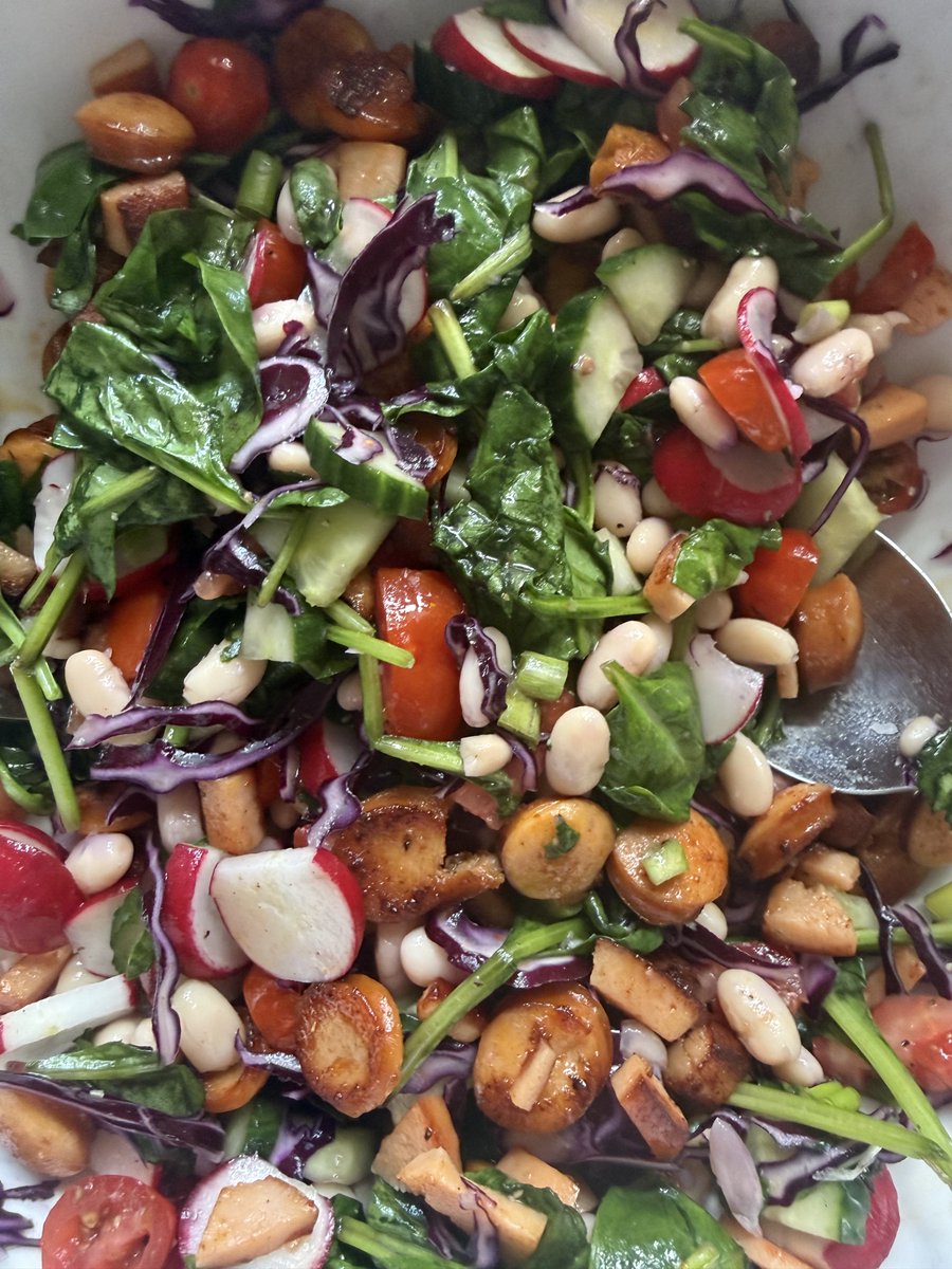 CatsCompilation's tweet photo. Sausage white bean salad @zerolongevity #LowCarb #FastBreaker https://t.co/emGCf2pBoy