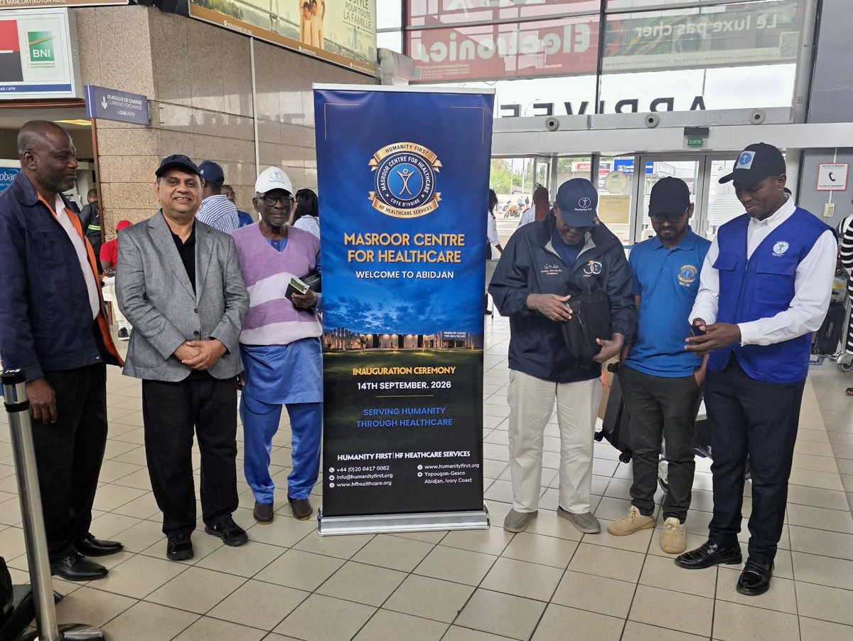 HFI1995's tweet photo. Chairman of @HFI1995 has arrived in Abidjan in #IvoryCoast for the opening of our new @MasroorCentre https://t.co/H0Q8sp5xWA