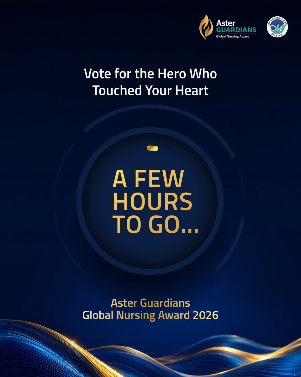 ASTERHealthcare's tweet photo. Just a few hours to go! Join us live as 10 extraordinary finalists from 199+ countries compete for the Aster Guardians Global Nursing Award 2026 and the $250,000 grand prize. 
Tune in live: https://t.co/4d07ux4psJ 
#AsterGuardians2026 #HealthcareHeroes #LiveFromKochi https://t.co/26uaAMFJn1