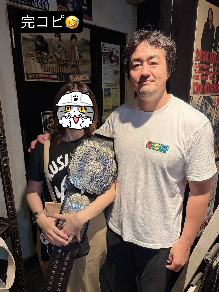 hakako's tweet photo. 先週のワントラ30周年のライブ楽しかった!
好きな曲いっぱい聞けたし、試合後にチャンピオンベルト持って駆けつけてくれた田口選手も最高過ぎた‼︎
#ONETRACKMIND #ワントラ
#田口隆祐 #タグダンス
#炎上🔥 https://t.co/br9yxgvfDC