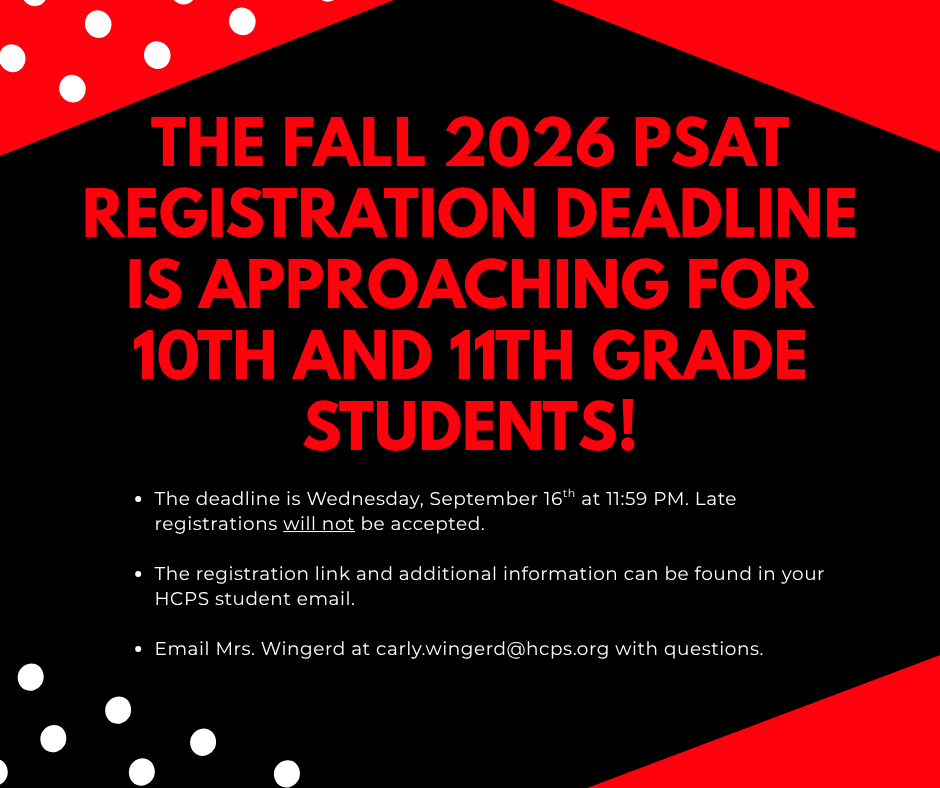 EHSRAMS's tweet photo. Edgewood Sophomores &amp; Juniors:  PSAT Registration is closing soon! https://t.co/hp2ORhdCV1