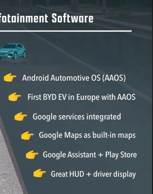 EWVexillary's tweet photo. Avrupa'dan daha doğrusu Macaristan'dan BYD Atto 3 EVO  bekleyenlere bazı haberler var . 

-BYD'nin Avrupa'daki araçları arasında Android Automotive OS ve Google Built-in (Google Haritalar, Asistan ve Play Store) entegrasyonuna sahip ilk modeli olacak. 
  Elveda APK ? 
-Dönen ekran özelliği artık yok. 
-800V mimari ama nominal voltaj Çin versiyonundan farklı olarak 500V+ civarı kalacak. Safkan bir 800V deneyimi olmayacak gözüküyor. 
-En önemlisi ilk nesil LFP bataryalar olacak. Çin'deki EVO'da ise 2. nesil batarya mevcut idi.

#reklam yok fabrika da.