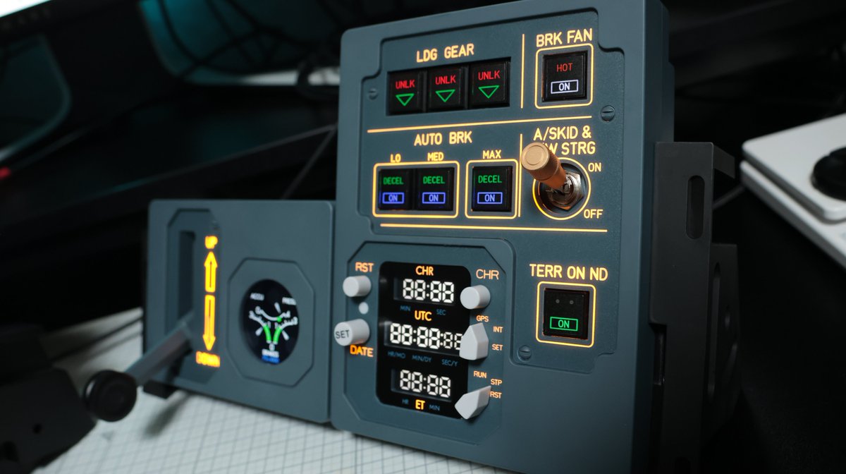 KIOKIO597's tweet photo. A320用の新たなランディングギアレバーを入手
操作レビュー動画を頑張って作成中です。
#msfs2024 #wingflex https://t.co/8XOdG6hccH