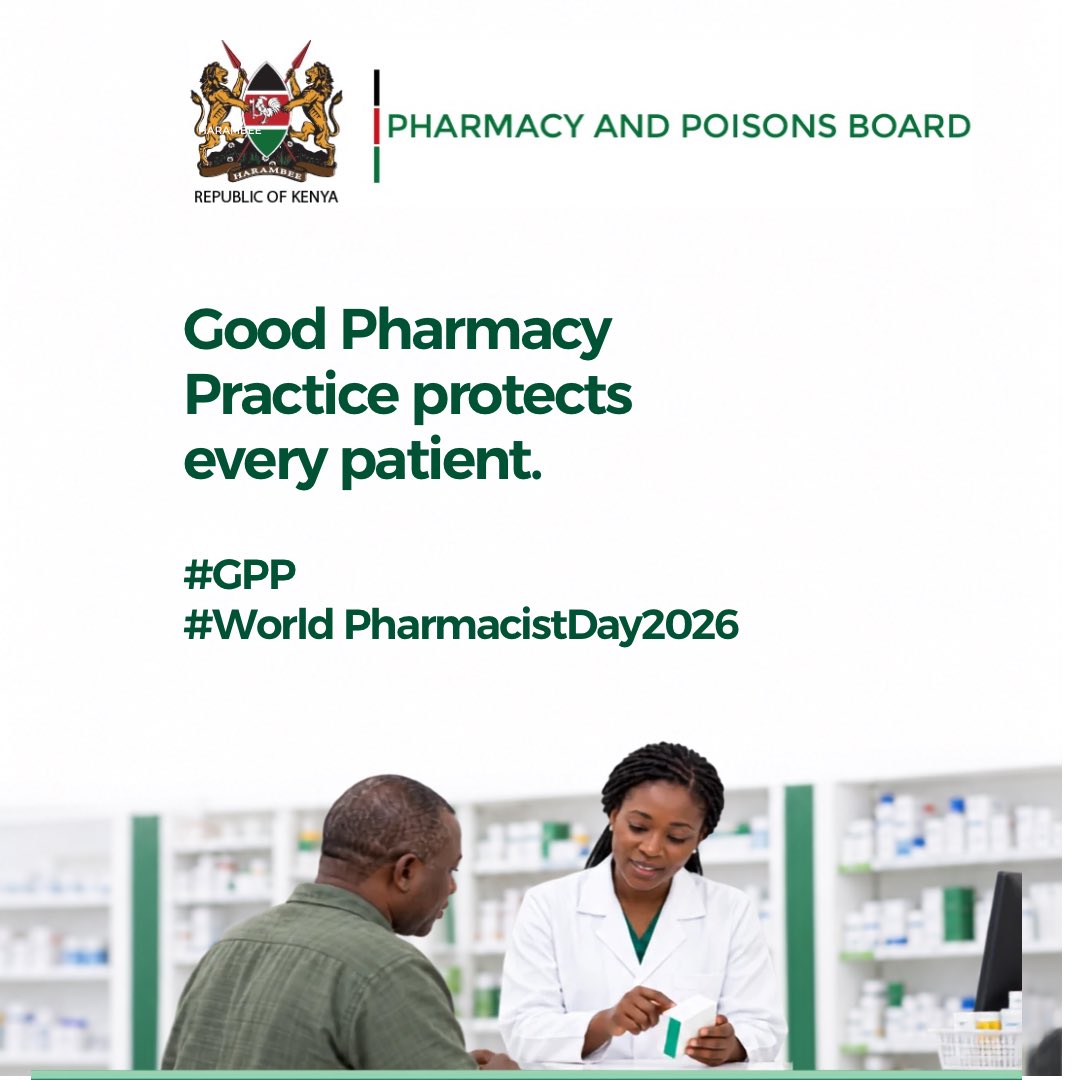 ppbkenya's tweet photo. Every patient deserves safe medicines, professional guidance and respectful care. This World Pharmacists Month, we recognise pharmacists and Pharmaceutical Technologists who uphold Good Pharmacy Practice and support the safe and effective use of medicines.

#GPP #WorldPharmacistsMonth
