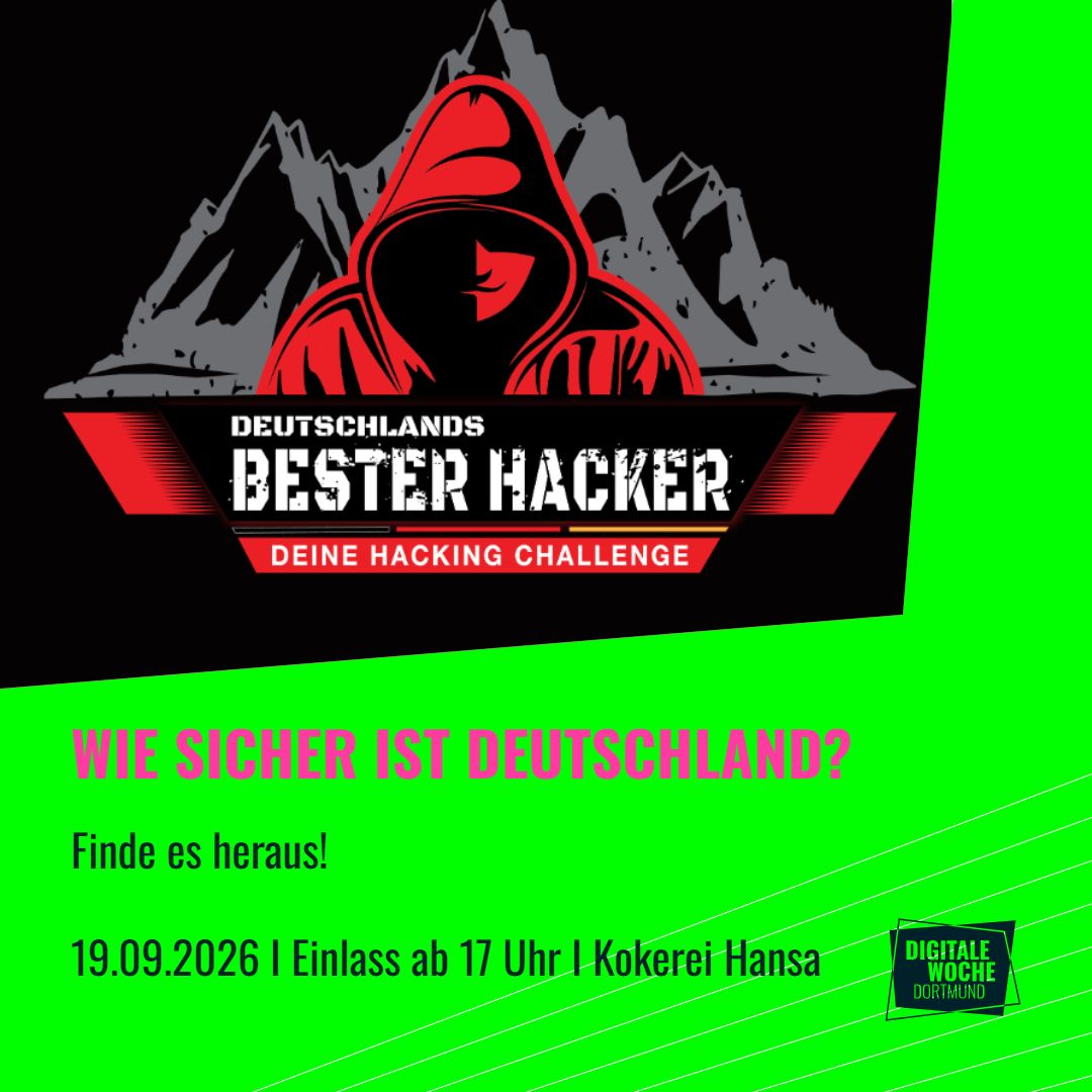 BesterHacker's tweet photo. Wie sicher ist Deutschland?
Jetzt anmelden unter https://t.co/SoGcQZwkaW

#DeutschlandsBesterHacker #Cybersecurity #Hacking #Dortmund #DigitaleWocheDortmund https://t.co/a9b9N8zd67