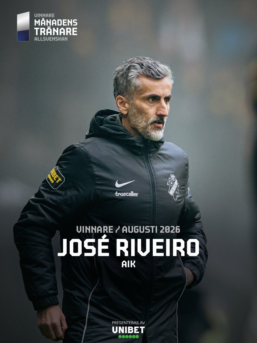 AIKfotboll's tweet photo. 🥇 Månadens spelare i Allsvenskan i augusti: 
Linus Carlstrand, AIK

🥇 Månadens tränare i Allsvenskan i augusti:
José Riveiro, AIK

Tack alla ni som röstade! https://t.co/hLAb1yeOGv