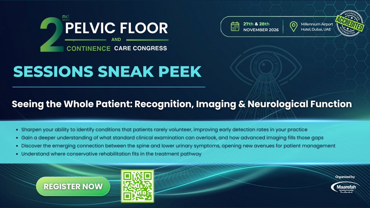 UrologyConf_'s tweet photo. Session 1 at the 2nd Pelvic Floor &amp; Continence Care Congress goes beyond the surface.
Two days. Eight sessions. One congress that puts the whole picture into focus.
Click to register 👉🏻https://t.co/fZPPOZ7MFn
#2ndPelvicFloorCongress #ContinenceCare #Dubai #MedicalEvents #maarefah https://t.co/ESsxfv7IqA