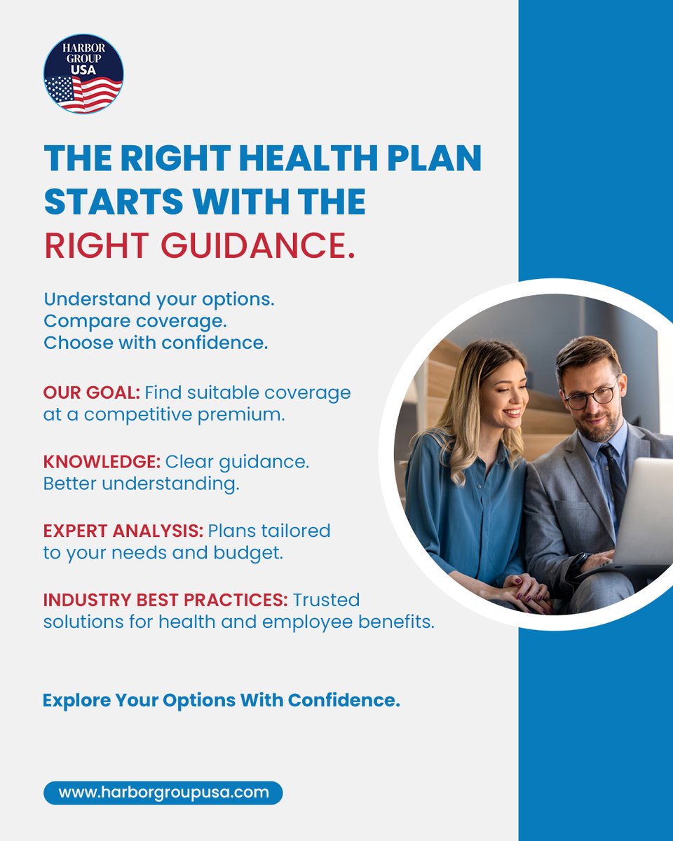 HarborGroupUsa's tweet photo. The right health plan starts with the right guidance. Understand your options, compare coverage, and choose with confidence with HarborGroupUSA.

Explore your options - https://t.co/YZeer72Giq 

#harborgroupusa #healthplans #healthcoverage https://t.co/CvUTdRjvme