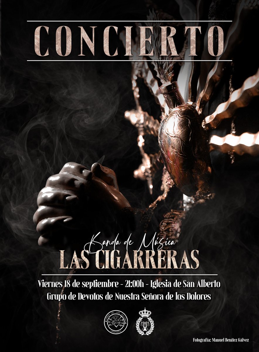BMLasCigarreras's tweet photo. A una semana de nuestra cita en San Alberto.

@pgalvez_ y su «𝐌𝐚𝐫𝐜𝐡𝐚 𝐅𝐮́𝐧𝐞𝐛𝐫𝐞 𝐚 𝐍𝐮𝐞𝐬𝐭𝐫𝐚 𝐒𝐞𝐧̃𝐨𝐫𝐚 𝐝𝐞 𝐥𝐨𝐬 𝐃𝐨𝐥𝐨𝐫𝐞𝐬» junto a un solemne repertorio ante María Santísima garantizarán un concierto memorable. 

🟣 #EnClavePúrpura | @DoloresSAlberto https://t.co/8BXnImCpqQ
