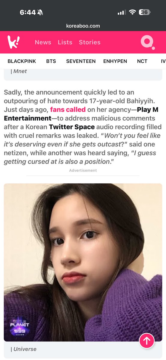 HiyyihRicky's tweet photo. Bahiyyih is one of the idols who has gotten THE MOST grief in 4th gen. 

A government petition to kick her out, excluded during fansigns, comments wishing for her to kll herself, body shaming, literally to the point where producers and her own FAMILY were begging people to stop https://t.co/Pd7A8N6xsu
