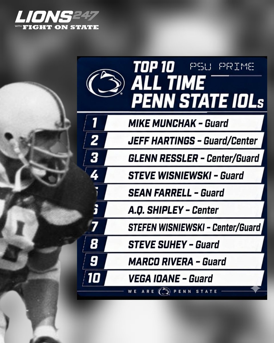 FightOnState's tweet photo. How would you grade @PennStateFball's all-time interior linemen? https://t.co/StPARekEFA