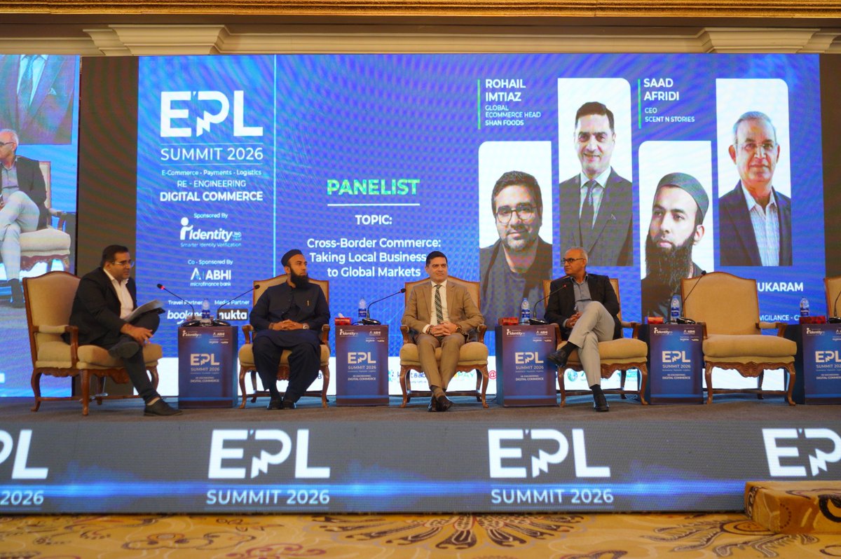 PakSingleWindow's tweet photo. PSW participated in  @eplsummitpk , a premier industry platform bringing together leaders and stakeholders from e-commerce, digital payments, fintech, banking, logistics, technology, and regulatory sectors to discuss the future of Pakistan’s digital economy and global trade ecosystem.
As part of the summit, @CEOPSW participated as a panelist in the session “𝗖𝗿𝗼𝘀𝘀-𝗕𝗼𝗿𝗱𝗲𝗿 𝗖𝗼𝗺𝗺𝗲𝗿𝗰𝗲: 𝗧𝗮𝗸𝗶𝗻𝗴 𝗟𝗼𝗰𝗮𝗹 𝗕𝘂𝘀𝗶𝗻𝗲𝘀𝘀𝗲𝘀 𝘁𝗼 𝗚𝗹𝗼𝗯𝗮𝗹 𝗠𝗮𝗿𝗸𝗲𝘁𝘀.” The session highlighted how initiatives such as single-window trade infrastructure, efficient clearance mechanisms, regulatory coordination, and digital integration can reduce barriers for businesses and support Pakistan’s transition towards a more connected and globally competitive trade environment.