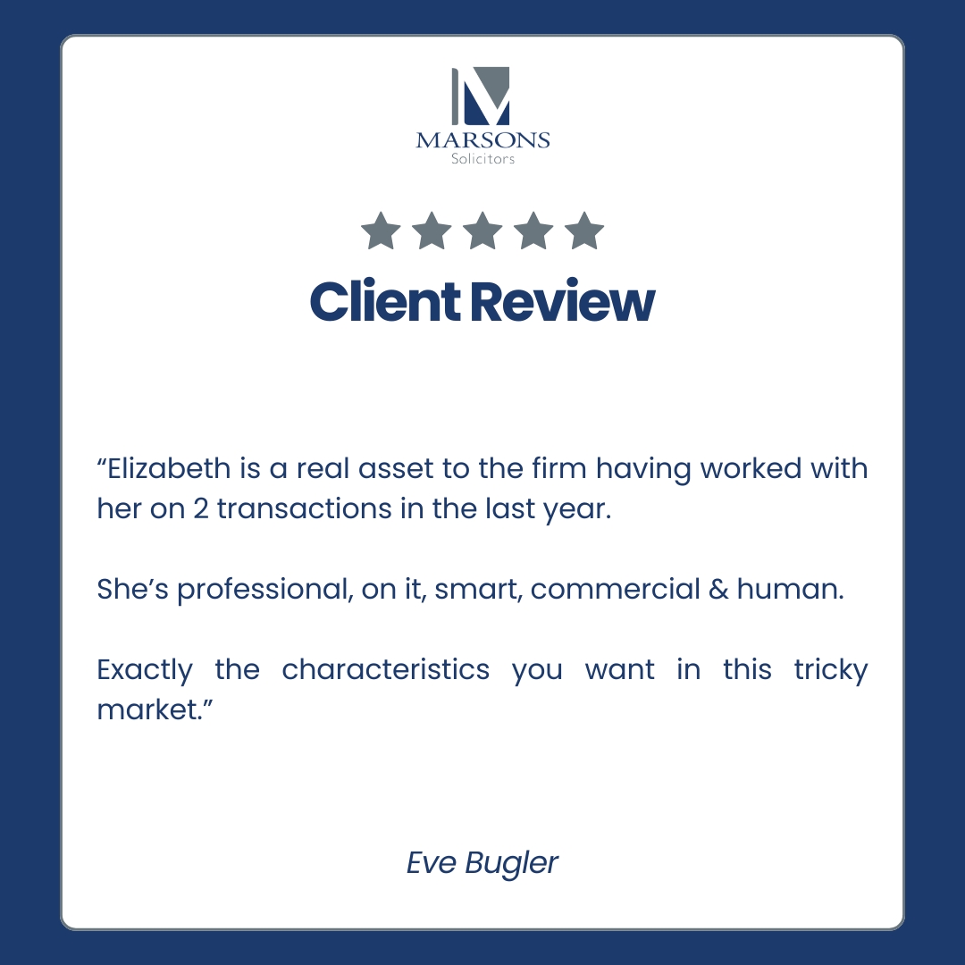 MarsonsLLP's tweet photo. Eve worked with us across two transactions and described the service as professional, smart, commercial and human. 

Exactly what you want in a tricky market. Thank you, Eve.
.
.
.
.

#marsonssolicitors #bromleysolicitors #clientreview https://t.co/RzXtok4mvZ