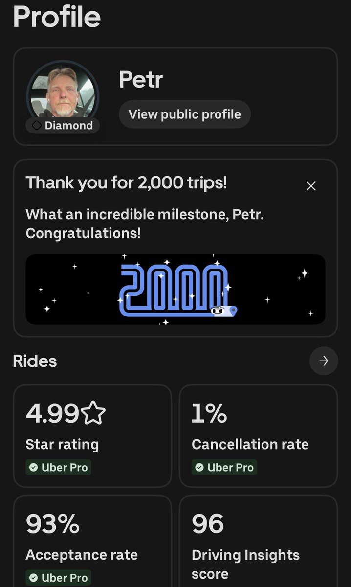 YouTube_djpitr's tweet photo. Celebrating today 2000 uber drives and 1000 5 stars. :✨:) in my electric spaceship 🚀 

People love Tesla :) especially the Model S with air suspension :)

I get every day .. this is the best uber ride ever ! https://t.co/MO3b03pf4c