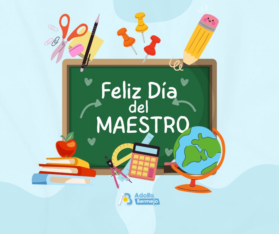 AdolBermejo's tweet photo. 📚 • Feliz día a los maestros y maestras que le ponen el cuerpo y el corazón al aula todos los días. Gracias por la paciencia, la vocación y por enseñar con tanto compromiso. Que pasen un hermoso día! 👏 https://t.co/g6z273VD6k