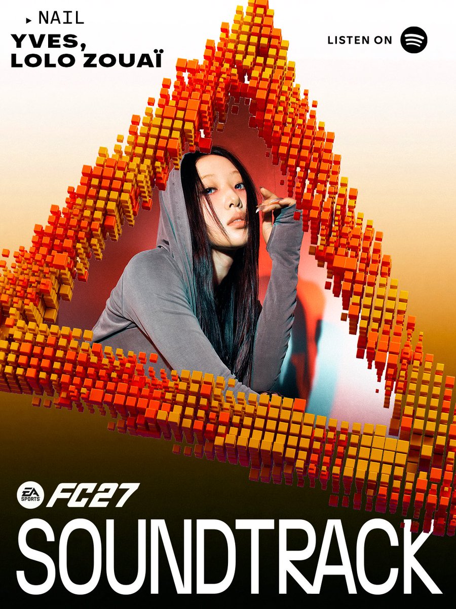 _PAIXPERMIL's tweet photo. 🎮 FC 27 SOUNDTRACK

Yves’ “NAIL” featuring Lolo Zouaï has been selected for the official EA SPORTS FC 27 soundtrack. Hear “NAIL” in-game alongside players around the world when FC 27 launches this September. ⚽️

🗓️ Early Access
September 18, 2026
🗓️ Worldwide Release
September 25, 2026

“NAIL” joins the world of FC 27.
See you in the game.

—

이브(Yves)의 “NAIL (feat. Lolo Zouaï)”이 EA SPORTS FC 27 공식 사운드트랙에 수록됩니다. 오는 9월, 전 세계 플레이어들과 함께 FC 27 속에서 “NAIL”을 만나보세요. ⚽️

🗓️ 얼리 액세스
2026년 9월 18일
🗓️ 정식 출시
2026년 9월 25일

“NAIL” joins the world of FC 27.
See you in the game.

#Yves #이브 #NAIL #LoloZouai #FC27 #EASPORTSFC #FC27Soundtrack