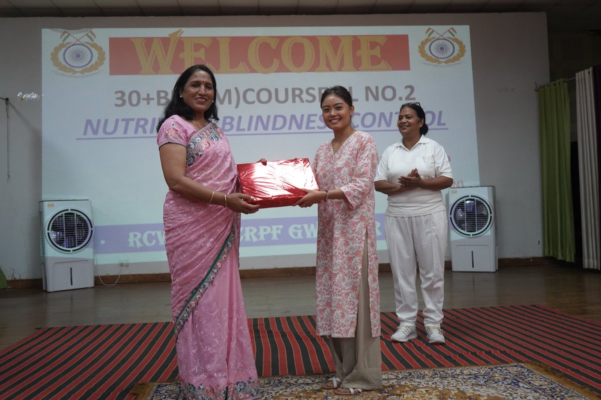 GwaliorRcwa's tweet photo. On 10/09/2026,in the presence of CWA President Mrs.Sunita nigam, a lecture in the topic"Nutrition, Blindness Control" was deliverd by Dr. Velina thongam(sports Nutrition)at the men's club, G.C. The docter was felicitated with a memento by the president. https://t.co/FSNEtEAnVV