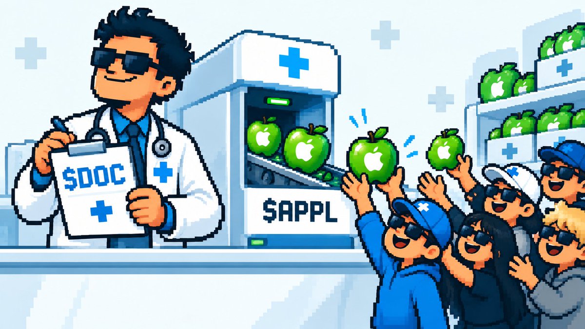 Doc_onbase's tweet photo. Our portfolio called. It needs a doctor. 🩺

Prescription:

1 dose of $DOC
 $AAPL delivered 🍏

 Repeat indefinitely. Doctor’s orders. 💊 https://t.co/3mB6R2hgSv