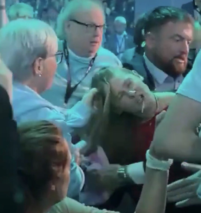 redfaction2's tweet photo. @ReformUKScot I'll assume , you did not see this woman being beaten up at your conference , and ask considering your statement above , what are your views on this matter ? https://t.co/SZdzUlmRF0