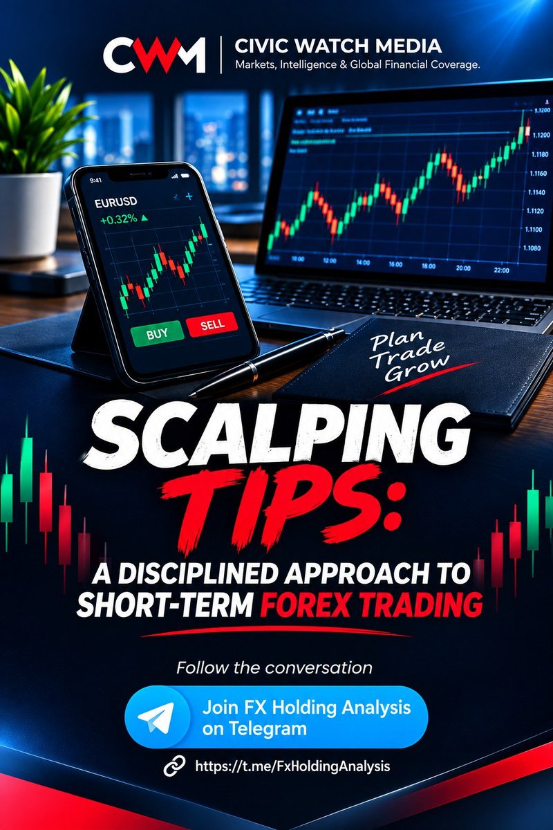 CivicWatchMedia's tweet photo. SCALPING TIPS: A DISCIPLINED APPROACH TO SHORT-TERM FOREX TRADING https://t.co/qI3RfmB6Rx

#ScalpingTips #ForexTrading #ForexScalping #GoldTrading #XAUUSD #MarketAnalysis #TradingStrategy #PriceAction #RiskManagement #ForexMarket #TechnicalAnalysis #DayTrading #CivicWatchMedia https://t.co/rgThzsBPUX