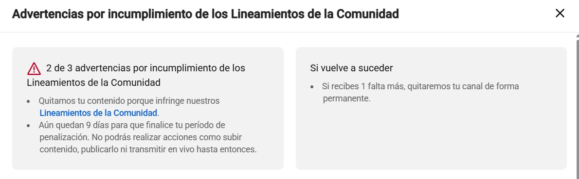 TopMaass's tweet photo. Hola @TeamYouTube. Oculté mis videos por miedo (me dieron strike hasta por rescates animales). Me exigen un video para apelar mi monetización antes del 17/09, pero mi canal tiene bloqueada la subida hasta el 19/09. ¿Cómo envío la apelación si su propio sistema me lo impide? https://t.co/RQWtExhjRl