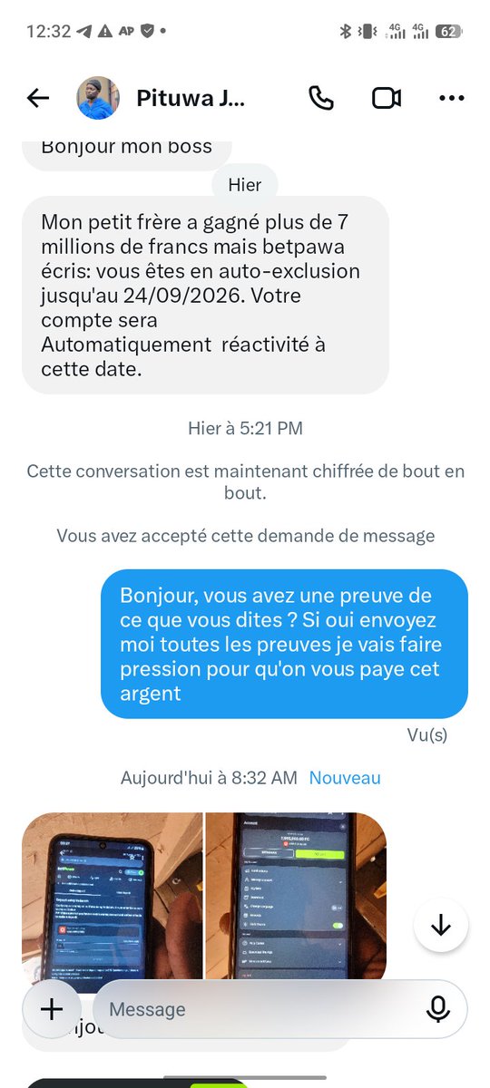 Christian_ilung's tweet photo. Bonjour @betPawa_DRC @betPawaUG @betPawaBN @betPawaTZ @betPawaRW @betPawaMW @betpawacameroun 

Mon follower a gagné 7.995.000fc , curieusement pour lui donner son argent vous avez restreint son compte et vous l'avez exclu, donc vous ça vous arrange quand vous bouffez ? Payez-le https://t.co/gUxJiNnGrY