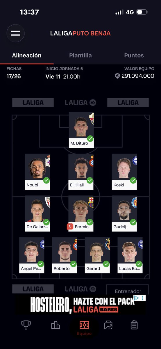 Nachosg03's tweet photo. @hugoofantasy @MisterFantasyES @AnaliticaLaLiga @DonQuijoteDeLaC Hola crack! Te dejo mi plantilla a ver qué me dices https://t.co/X9HUrNrr7c