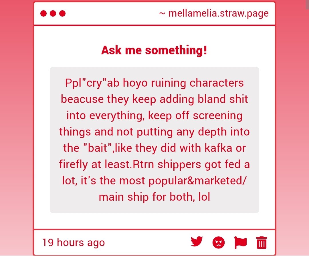 mela_elle0808's tweet photo. Yet despite being the most popular they started to cry and whine while feeling insecure crying about how "hoyo ruined his character" 
Since your ship is so popular and you are so sure they are canon why so insecure? So many defensive "he is still gay" posts lmao https://t.co/nX1aqAQmnu