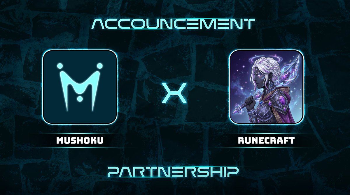 mushokuDAO's tweet photo. MushokuDAO x @RuneCraftWorld 🤝

another GameFi project we're collabing with:

- idle RPG set in Elyndor
- RuneKai: 1,337 unique NFTs
- built on Arc
- Legendary RuneKai gets $RNC rewards + OpenSea royalty share
- 337 WL spots

raffle happening in our Discord btw https://t.co/mWmouQeBLY