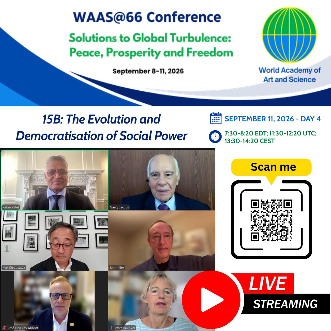 _WAAS_'s tweet photo. 🔴 WAAS@66 Day 4 is LIVE!

🔹 A: Education for Peace, Human Security &amp; Sustainable Development
🎥 https://t.co/zSQrz4RbQo
🔹 B: The Evolution &amp; Democratisation of Social Power
🎥 https://t.co/pg1F0TryBe

#WAAS66 #Peace #HumanSecurity #SocialPower https://t.co/De01Zhu8jX