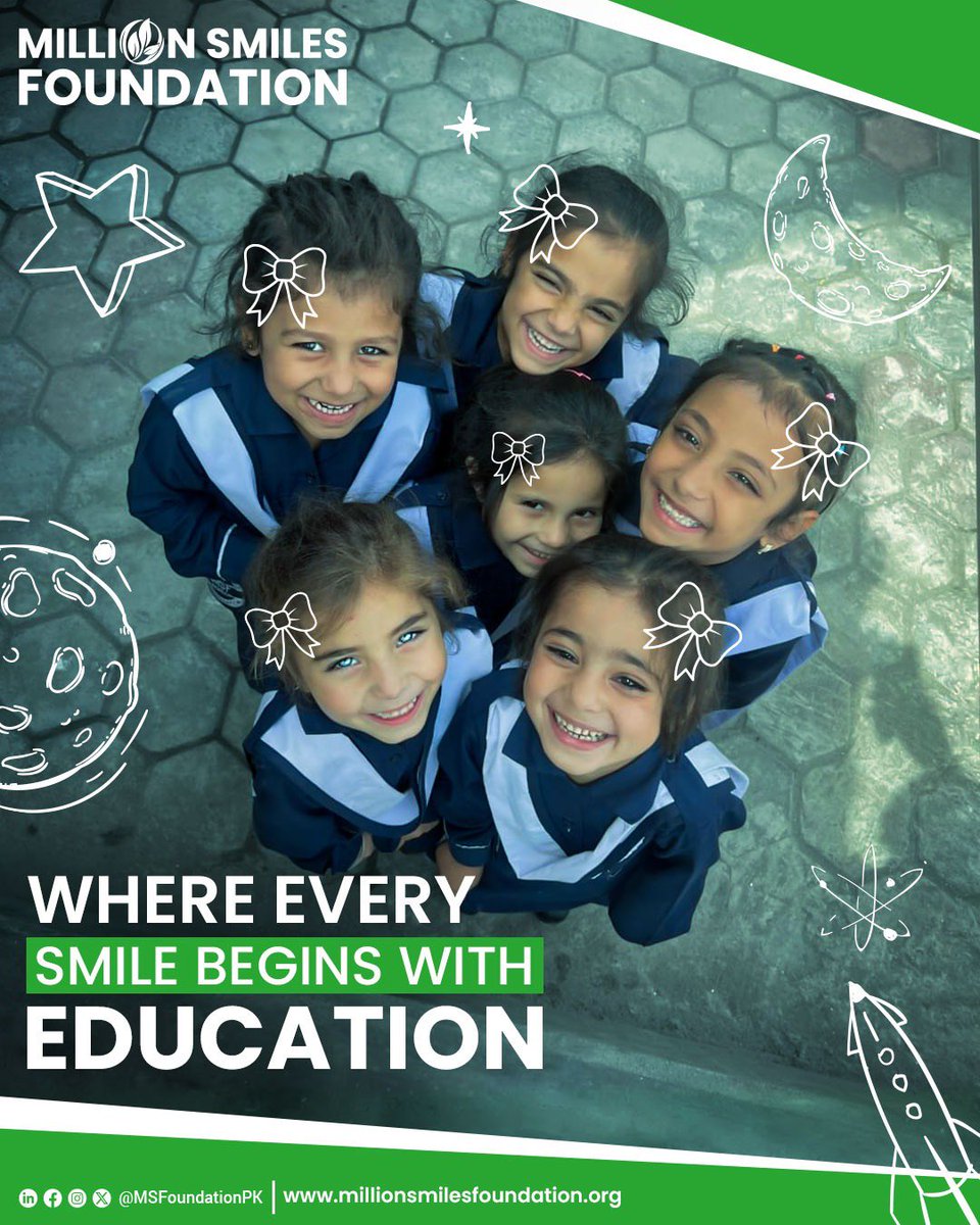 MSfoundationPK's tweet photo. Education is More Than a Classroom. It’s a PATHWAY to a Brighter Future.

Through education, children learn not only how to read and write, but also how to think, grow, lead and contribute positively to their communities.

#MillionSmilesFoundation #MSFSchools #EducationForAll https://t.co/Vz44bzstYJ
