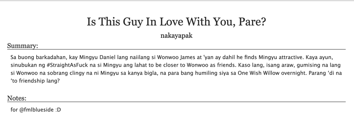 nakayapak_'s tweet photo. is this guy in love with you, pare?
- a minwon filo fic commissioned by @fmlblueside 😽

𖦹 written in taglish
𖦹 10.4k words

https://t.co/OMqxeSFLXp

🏷️ miscommunication, fluff, friends to something, something to lovers https://t.co/t1yXpJwDzz