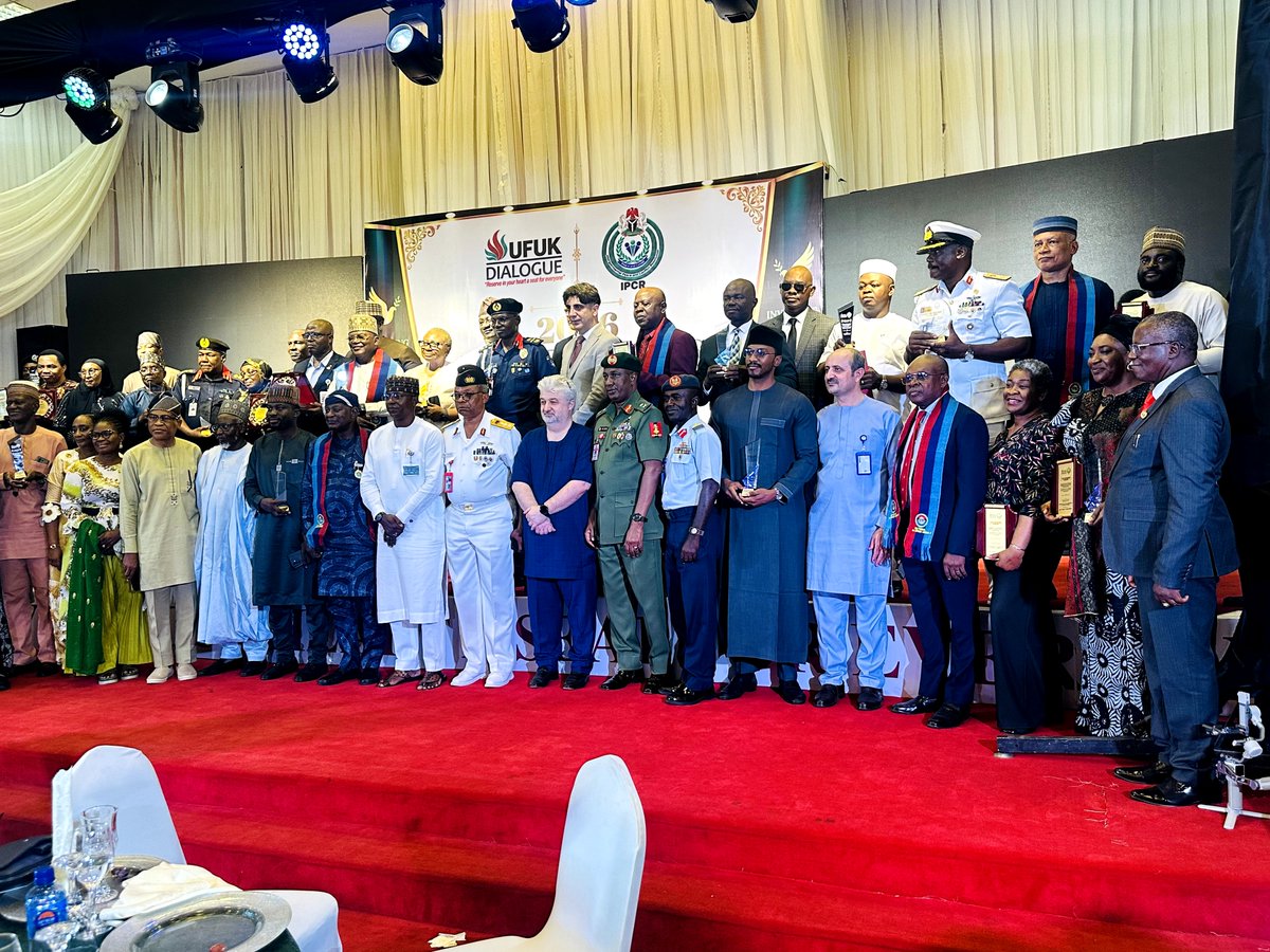 _PeaceCorpsNG's tweet photo. The Peace Corps of Nigeria was represented at the UFUK Dialogue 2026 Peace Award Ceremony, in collaboration with IPCR, celebrating champions of peace, dialogue and national unity.

Peace is built through dialogue. 

#UFUKDialogue2026 #Peacebuilding #PeaceCorpsNigeria https://t.co/e3R93XSh0i